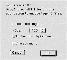 mp3 encoder screenshot (options)